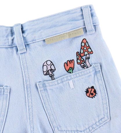 Stella McCartney Kids Denimshorts - Lyseblå m. Broderier Stella McCartney Kids Denimshorts - Lyseblå m. Broderier
