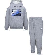 Nike Sweatsæt - Mørkegråmeleret m. Blå Nike Sweatsæt - Mørkegråmeleret m. Blå