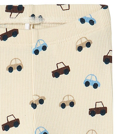 Name It Leggings - Rib - NbmSacar - Summer Sand m. Biler Name It Leggings - Rib - NbmSacar - Summer Sand m. Biler