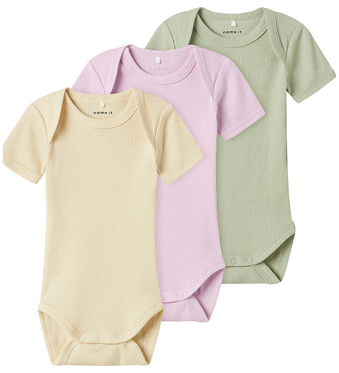 Name It Body 3-pak Winsome Orchid Kortærmet Rib - Str. 1.5y 86cm