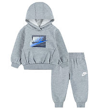 Nike Sweatsæt - Mørkegråmeleret m. Blå Nike Sweatsæt - Mørkegråmeleret m. Blå