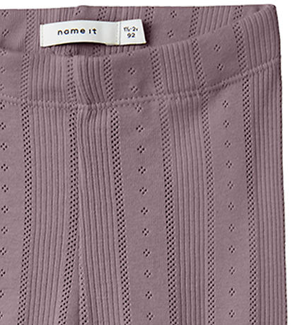 Name It Leggings - Noos - NmfJulia - Elderberry m. Hulmønster