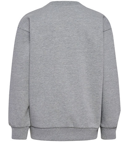 Hummel Sweatshirt - hmlJR Loose Crewneck - Grey Melange m. Logo