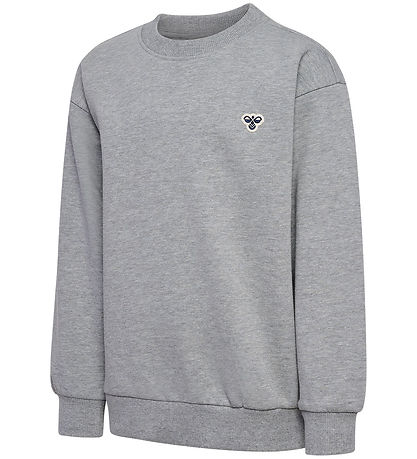 Hummel Sweatshirt - hmlJR Loose Crewneck - Grey Melange m. Logo