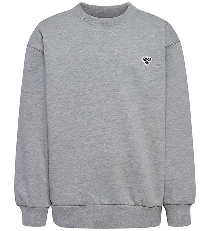 Hummel Sweatshirt - hmlJR Loose Crewneck - Grey Melange m. Logo