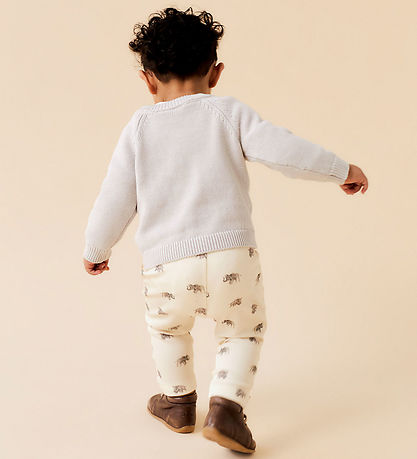 Lil' Atelier Bukser - Rib - NbmGavo - Turtledove m. Print