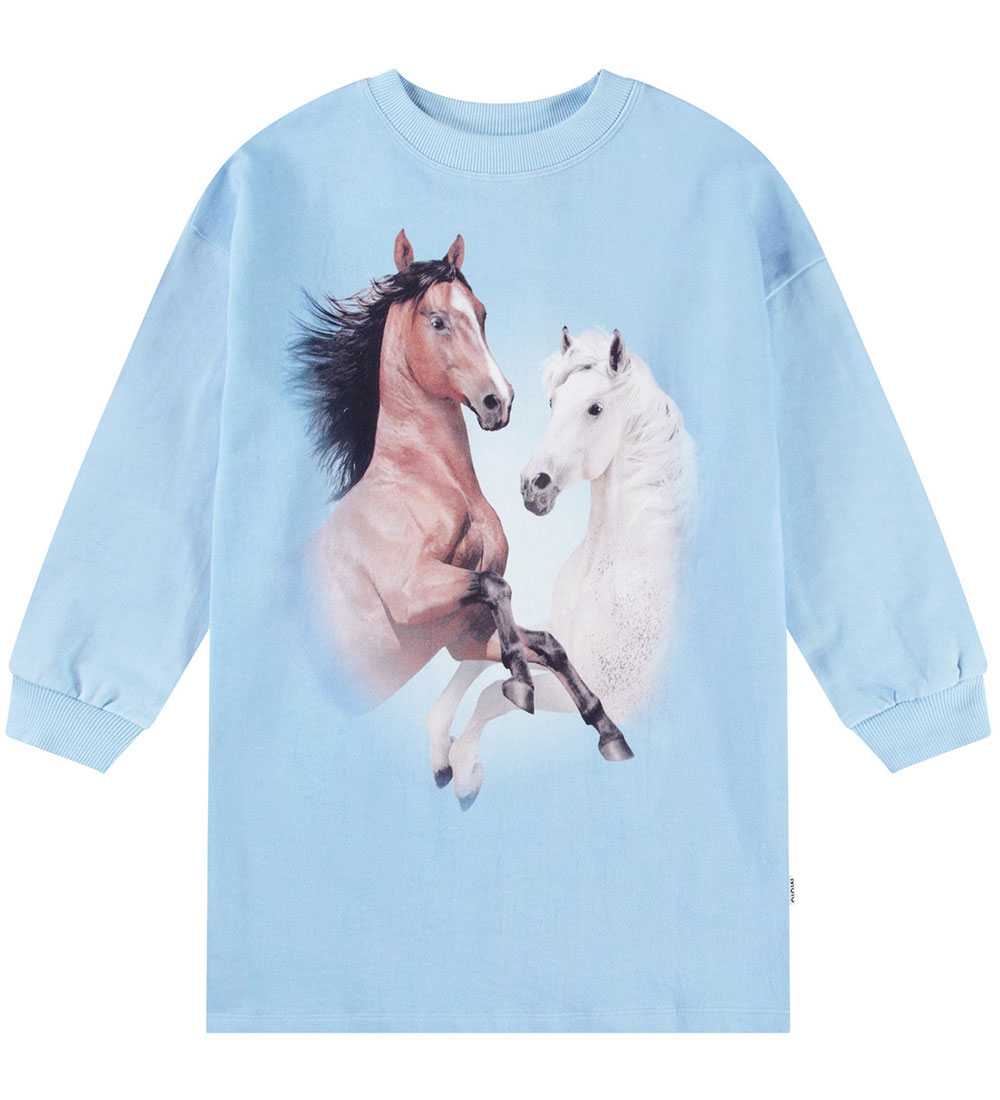 Molo Sweatjurk - Cyrella - Blauwe paarden - Molo - 15-16 jaar (170-176) - Jurken
