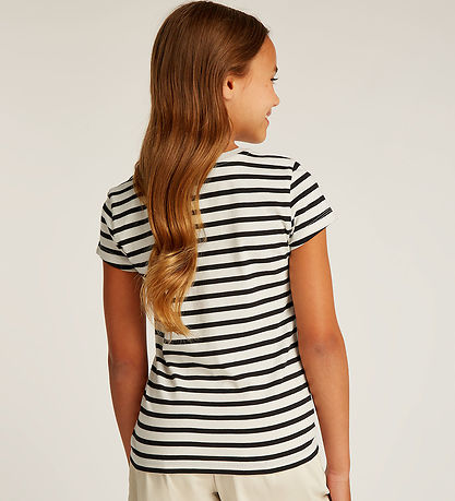 Calvin Klein T-shirts - 2-pak - Stripe Slim - Turtledove/Ck Blac