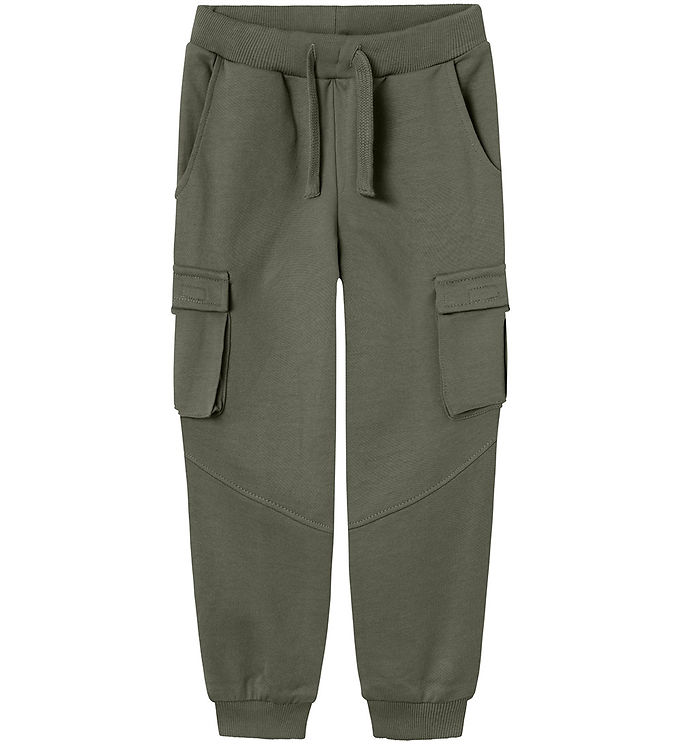 Name It Cargo Sweatpants Dusty Olive Med Justerbar Talje - Str. 2y 92cm