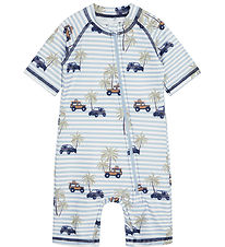 Hust and Claire Badeheldragt - Makki - UV50+ - Hvid/Blå Hust and Claire Badeheldragt - Makki - UV50+ - Hvid/Blå