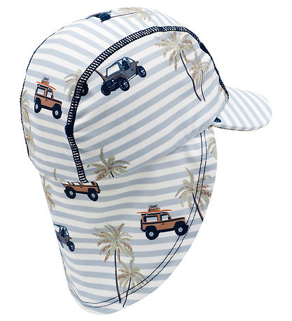 Hust and Claire Badehat - Fasai - UV50+ - Hvid/Blå Hust and Claire Badehat - Fasai - UV50+ - Hvid/Blå