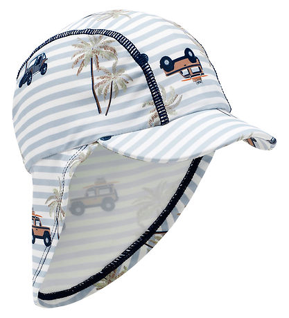 Hust and Claire Badehat - Fasai - UV50+ - Hvid/Blå Hust and Claire Badehat - Fasai - UV50+ - Hvid/Blå