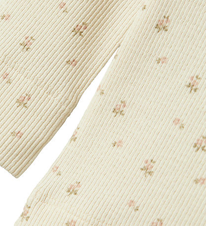 Lil' Atelier Bluse - Rib - NmfGago - Turtledove/FLOWER Lil' Atelier Bluse - Rib - NmfGago - Turtledove/FLOWER