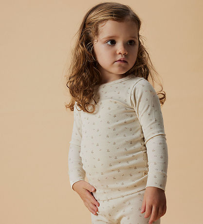 Lil' Atelier Bluse - Rib - NmfGago - Turtledove/FLOWER Lil' Atelier Bluse - Rib - NmfGago - Turtledove/FLOWER