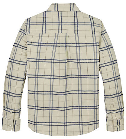 Tommy Hilfiger Skjorte - Fløjl - Classic Beige/Navyternet Tommy Hilfiger Skjorte - Fløjl - Classic Beige/Navyternet