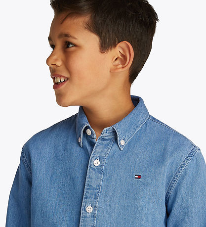 Tommy Hilfiger Skjorte - Denim Chambray - Denim Medium Wash