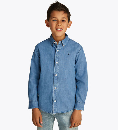 Tommy Hilfiger Skjorte - Denim Chambray - Denim Medium Wash