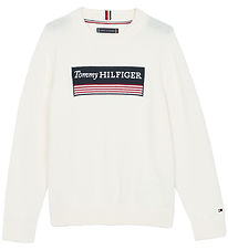 Tommy Hilfiger Bluse - Strik - Ivory Petal m. Flag Tommy Hilfiger Bluse - Strik - Ivory Petal m. Flag