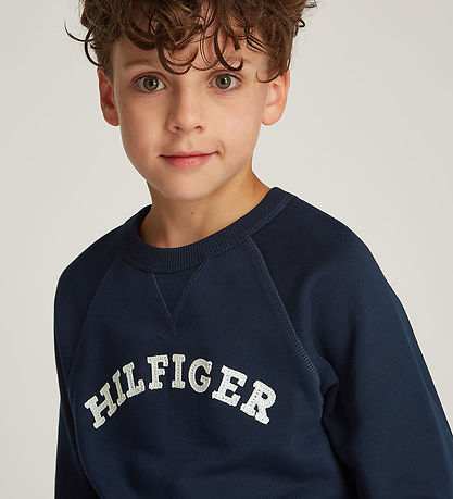 Tommy Hilfiger Sweatshirt - Dark Night Navy m. Hvid Tommy Hilfiger Sweatshirt - Dark Night Navy m. Hvid