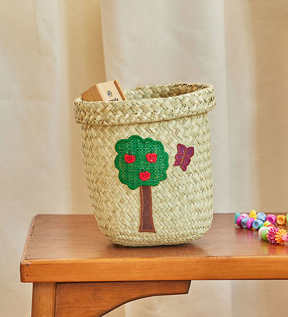 Rice Opbevaringskurv - Raffia/Søgræs - Happy Forest - 15x16 cm - Rice Opbevaringskurv - Raffia/Søgræs - Happy Forest - 15x16 cm -