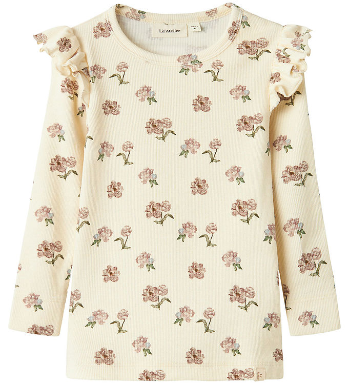 Lil' Atelier Bluse - NmfGavo Eko - Rib - Turtledove/PEONY