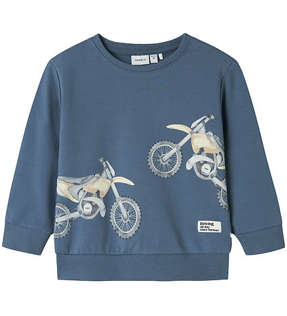 Name It Sweatshirt - NmmTeodor - China Blue m. Motorcykelprint Name It Sweatshirt - NmmTeodor - China Blue m. Motorcykelprint
