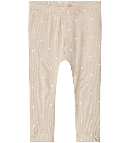 Lil' Atelier Leggins - Rib - NbfGago - Gray Morn/HEART