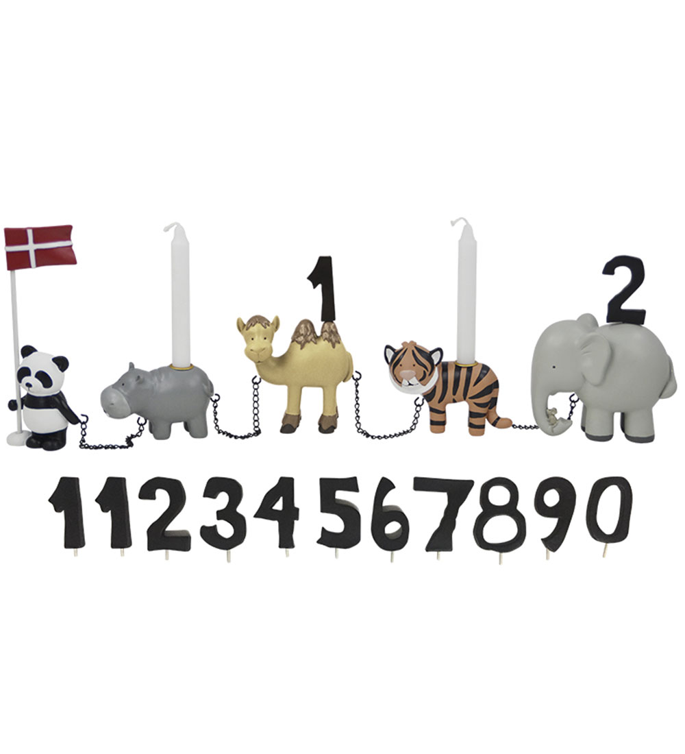 Kids by Friis Verjaardagstrein - Zoo dieren m. 11 Nummers - Kids by Friis - OneSize - Verjaardagstreinen