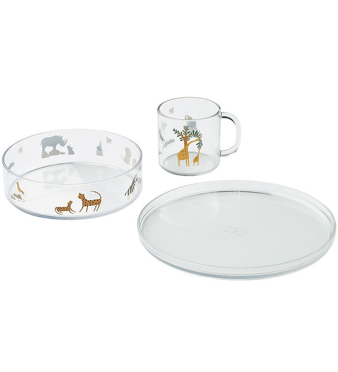 Siva Printed Tableware Set, all together/sandy fra Liewood - Jacobsen Plus