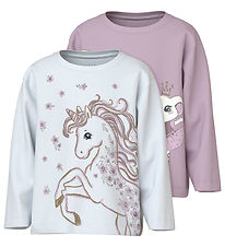 Name It Blouse - NmVakiane - 2-Pack - Winsome Orchid/Bright Whit Name It Blouse - NmVakiane - 2-Pack - Winsome Orchid/Bright Whit