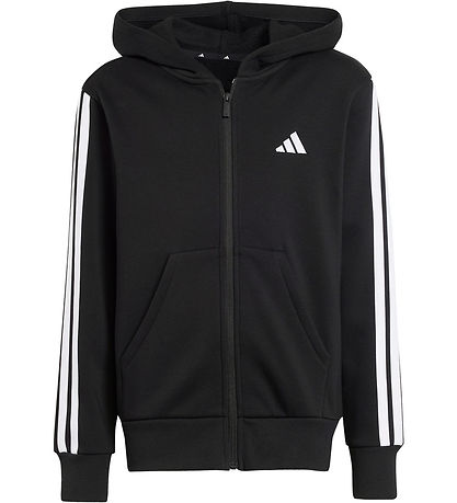 adidas Performance Cardigan - J 3S FL FZ HD - Black/White adidas Performance Cardigan - J 3S FL FZ HD - Black/White