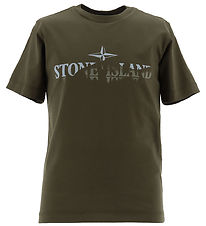 Stone Island T-shirt - Military Green m. Print Stone Island T-shirt - Military Green m. Print