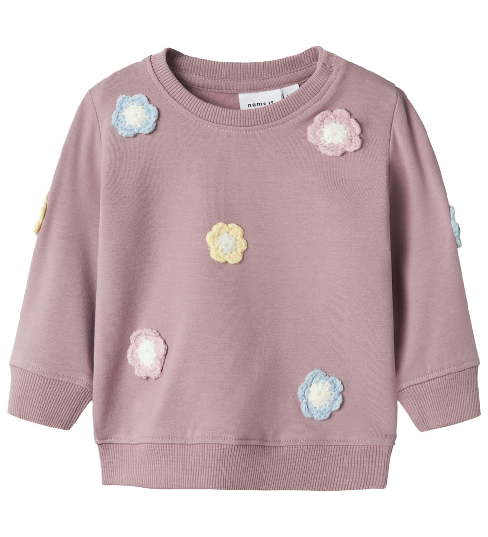 Name It Sweatshirt - NbfTella - Elderberry m. Blumen - Name It - 56 - Sweatshirts