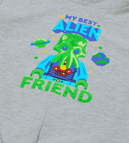 LEGO® Wear Hættetrøje - LWSaku - Gråmeleret m. Alien LEGO® Wear Hættetrøje - LWSaku - Gråmeleret m. Alien