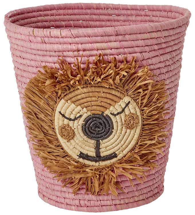 Rice Opbevaringskurv - Raffia/Søgræs - 20x30 cm - Pink/Løve