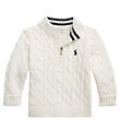 Polo Ralph Lauren Bluse m. Lynlås - Strik - Hvid