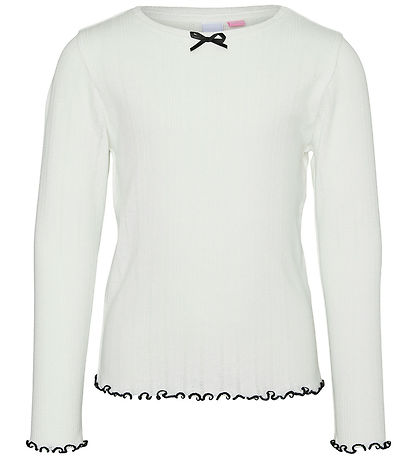 Vero Moda Girl Bluse - VmJulietta - Snow White/Black Contrast Vero Moda Girl Bluse - VmJulietta - Snow White/Black Contrast