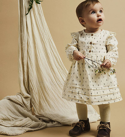 Lil' Atelier Kjolebody L/Æ - NbfRaisa - Turtledove m. Blomster