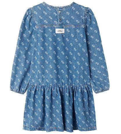 Name It Kjole - NkfRuna - Medium Blue Denim m. Print