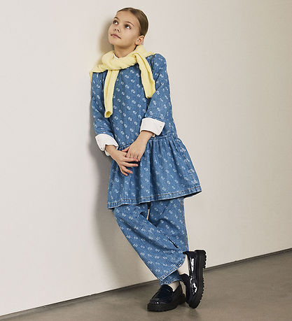 Name It Kjole - NkfRuna - Medium Blue Denim m. Print