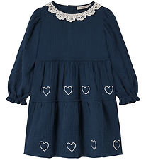Fliink Kjole - Musselin - Elmo Heart - Insignia Blue/Sandshell Fliink Kjole - Musselin - Elmo Heart - Insignia Blue/Sandshell