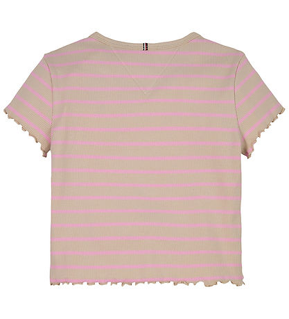 Tommy Hilfiger T-shirt - Rib - Classic Beige Pink Sugar Stripe Tommy Hilfiger T-shirt - Rib - Classic Beige Pink Sugar Stripe