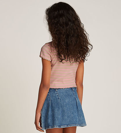 Tommy Hilfiger T-shirt - Rib - Classic Beige Pink Sugar Stripe Tommy Hilfiger T-shirt - Rib - Classic Beige Pink Sugar Stripe