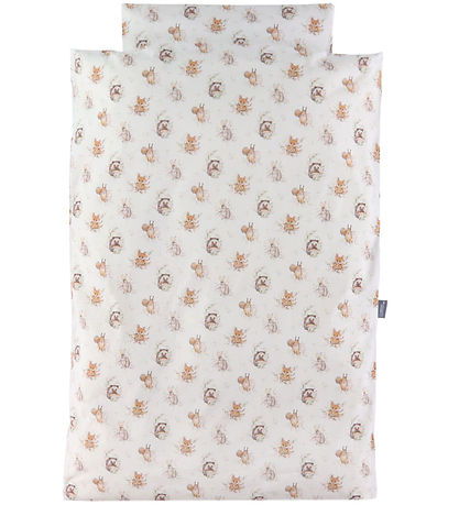 Nørgaard Madsens Sengetøj - Junior - Hvid m. Små Ræve Og Pindsvi Nørgaard Madsens Sengetøj - Junior - Hvid m. Små Ræve Og Pindsvi