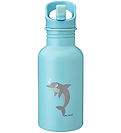 Carl Oscar Water Bottle - Steelish - 500 mL - Blue w. Dolphin