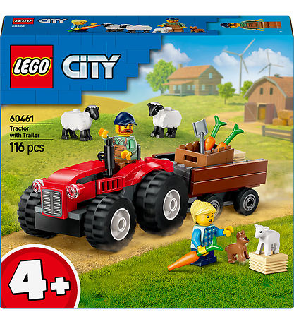 LEGO® 시티 - 레드 장난감 트랙터 트레일러 및 양 포함 60461 - 116개 부품
