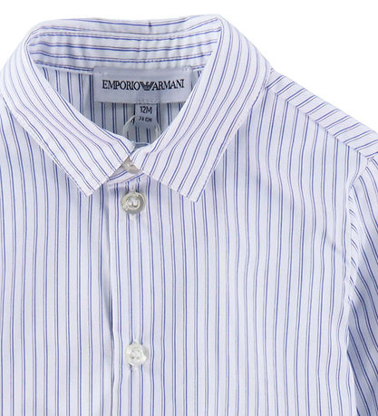 Emporio Armani Skjorte - Hvid/Blåstribet Emporio Armani Skjorte - Hvid/Blåstribet