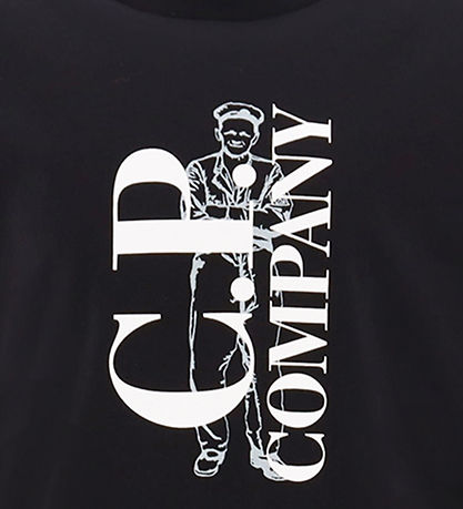 C.P. Company T-shirt - Sort m. Hvid/Støvet Grøn