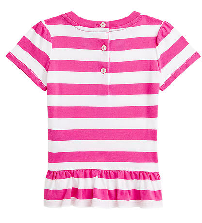 Polo Ralph Lauren T-shirt - Pink/Hvidstribet m. Bamse