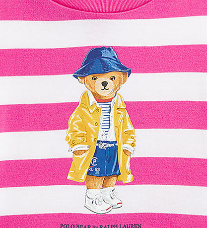 Polo Ralph Lauren T-shirt - Pink/Hvidstribet m. Bamse